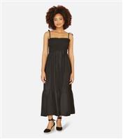 Women's Black Tiered Midi Dress Yumi New Look