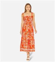 Women's Orange Abstract Print Midi Dress Yumi New Look