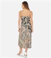 Women's Black Satin Paisley Print Cowl Neck Midi Dress Yumi New Look