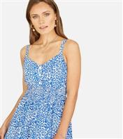 Women's Blue Animal Print Midi Dress Yumi New Look