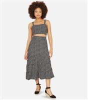 Women's Black Dalmatian-Print Midi Skirt Mela New Look