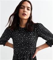 Women's Black Crinkled Midi Smock Dress New Look