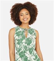 Women's Green Floral Sleeveless Midi Dress Mela New Look