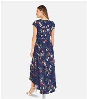 Women's Navy Daisy Print Wrap Midi Dress Mela New Look
