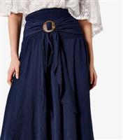 Women's Navy Buckle Detail Midi Skirt Apricot New Look