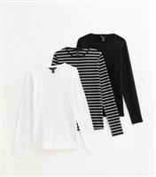 Women's Pack of 3 Long Sleeve Jersey Crew Neck Tops New Look