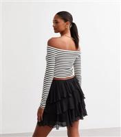Women's Black Ruffled Chiffon Mini Skirt New Look