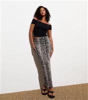 Women's Brown Mesh Snake Print Midi Skirt New Look
