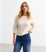 Women's Cream Cable Knit Crew Neck Jumper New Look