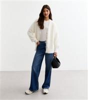 Women's Cream Fluffy Long Sleeve Cardigan New Look