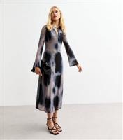 Women's Grey Tie Dye Print Mesh Midi Dress New Look
