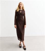 Women's Brown Leopard Print Mesh Midi Dress New Look