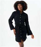 Women's Black Corduroy Shirt Dress Gini London New Look