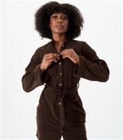 Women's Brown Corduroy Shirt Dress Gini London New Look