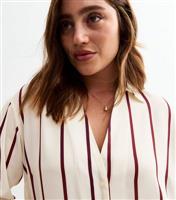Women's Plus Size Off White Striped Crepe Shirt Curves New Look