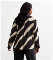 Women's Plus Size Black Blurry Stripe Shirt Curves New Look