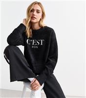 Women's Black C'est Bon Fluffy Jumper New Look