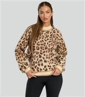 Women's Brown Leopard Jacquard Jumper South Beach New Look