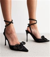 Women's Midnight Black Lace Stiletto Heel Court Shoes Public Desire New Look