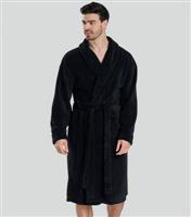 Men's Black Fleece Dressing Gown Loungeable New Look