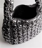 Silver Metallic Long Strap Quilted Shoulder Bag New Look