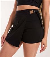 Women's Black Woven Utility Wrap Skort Pink Vanilla New Look