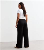 Women's Petite Black Jersey Wide Leg Trousers New Look