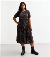 Women's Plus Size Woven Patterned Short Sleeve Midi Dress Curves New Look