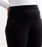 Women's Plus Size Black Jersey Flared Trousers Curves New Look