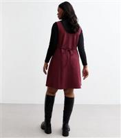 Women's Plus Size Burgundy Pinafore Mini Dress Curves New Look