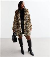 Women's Plus Size Leopard Print Faux Fur Coat Curves New Look