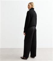 Women's Maternity Black Wide Rib Jersey Trousers New Look