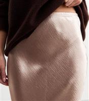 Women's Pink Crinkled Satin Midi Skirt New Look