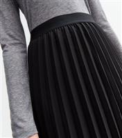 Women's Black Pleated Chiffon Midi Skirt New Look