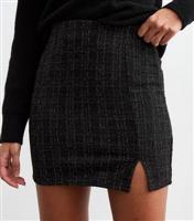 Women's Black Metallic Boucl Mini Skirt New Look