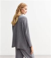 Women's Grey Stand Collar Top New Look