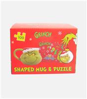 Fizz Creations Green Grinch Shaped Mug and Puzzle New Look