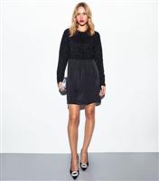 Women's Black 2-In-1 Tinsel Top Long Sleeve MiniDress New Look