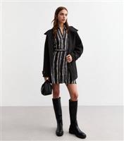 Women's Blue Stripe Print Mini Shirt Dress New Look