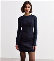 Women's Blue Boucl Pinafore Dress New Look