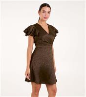 Women's Khaki Leopard Pattern Jacquard Mini Dress Blue Vanilla New Look