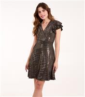 Women's Bronze Mirror Frill Mini Dress Blue Vanilla New Look