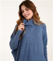 Women's Blue Roll Neck Melange Knit Jumper Blue Vanilla New Look