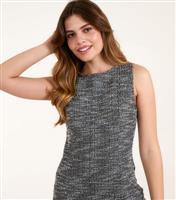 Women's Black Boucle Frill Pinafore Dress Blue Vanilla New Look