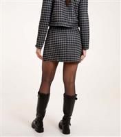 Women's Black Check Boucle Mini Skirt Blue Vanilla New Look
