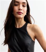 Women's Black Panelled Faux Leather Dress New Look
