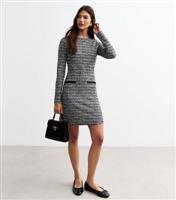 Women's Black Long Sleeve Boucl Dress New Look