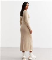 Women's Petite Cream Rib Jersey Midi Dress New Look