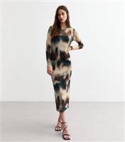 Women's Off White Ombre Print Mesh Midi Dress New Look