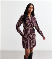 Women's Purple Geometric Print Mini Shirt Dress New Look